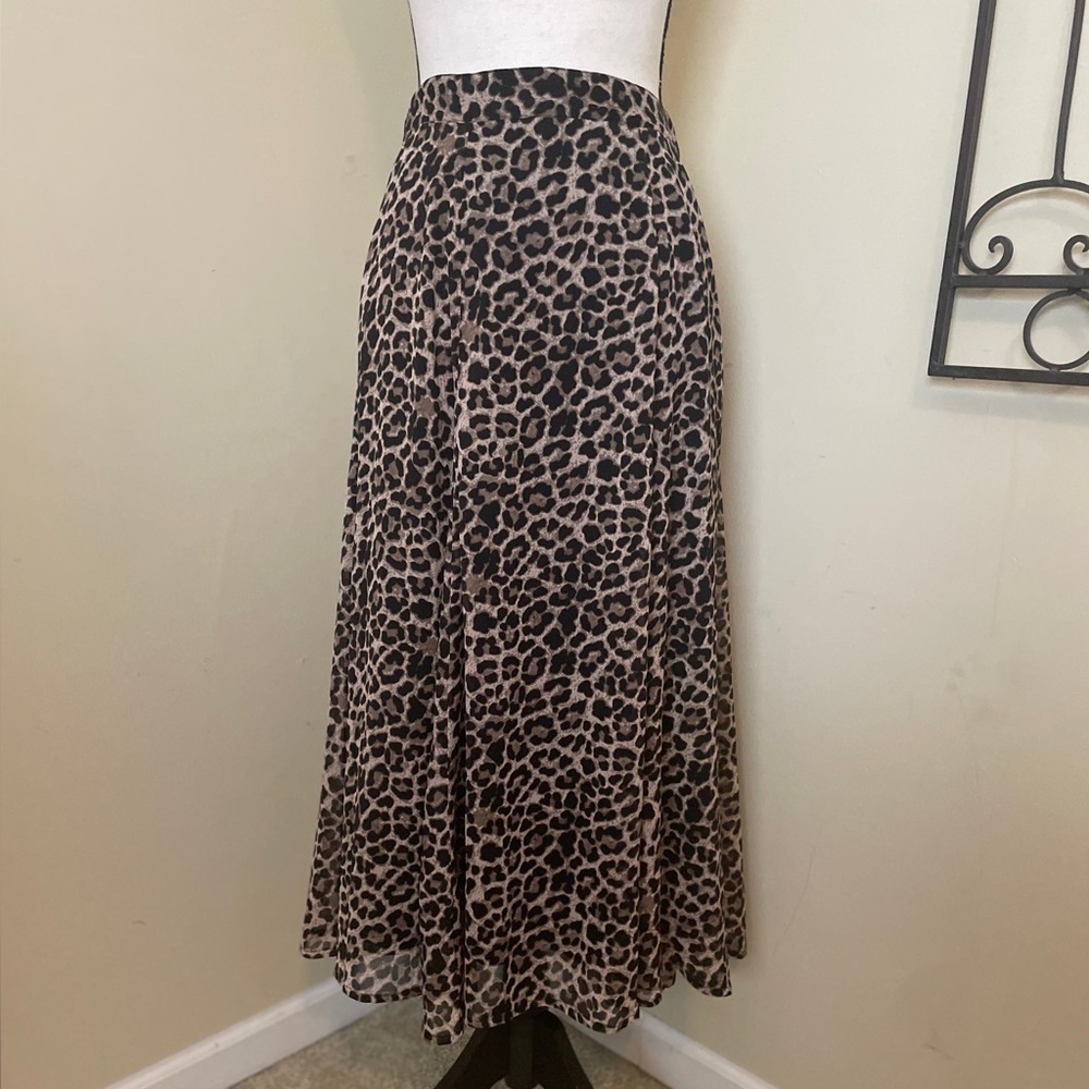 Fair Lady Vintage European Leopard Animal  Print Lined Maxi  Skirt Size 10P - Picture 2 of 8